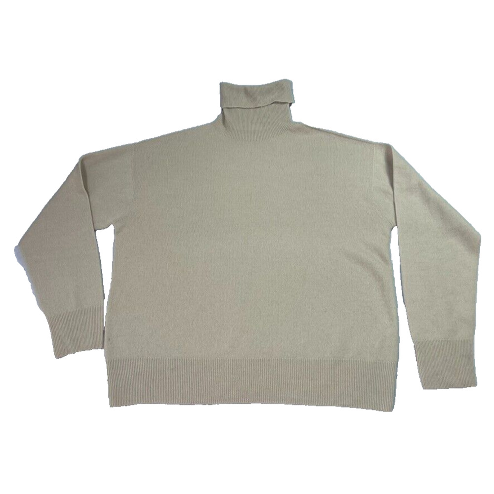 Zara Sweater Womens Medium Turtleneck Oatmeal Knit 100% Wool Lightweight